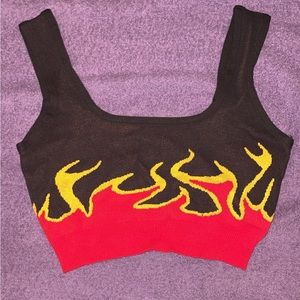🔥❤️‍🔥IMMODEL Flame Print Crop Sweater Tank❤️‍🔥🔥